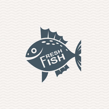 seafood icon with fish and textのイラスト素材