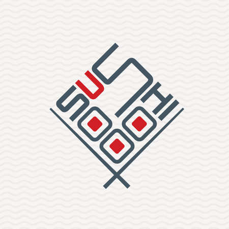 icon with chopsticks and sushi rollのイラスト素材