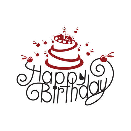 happy birthday card design with cakeのイラスト素材
