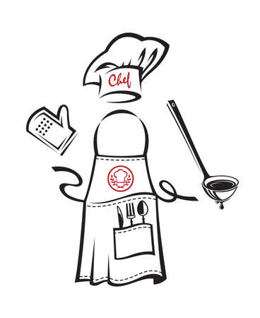 chef apron design with kitchenwareのイラスト素材