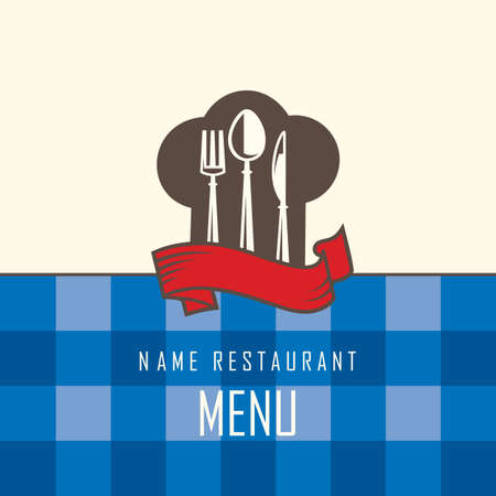restaurant menu design with knife, spoon and forkのイラスト素材