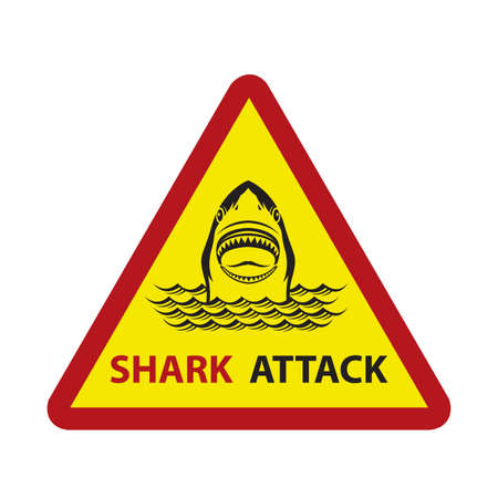 warning sign of attack of sharksのイラスト素材