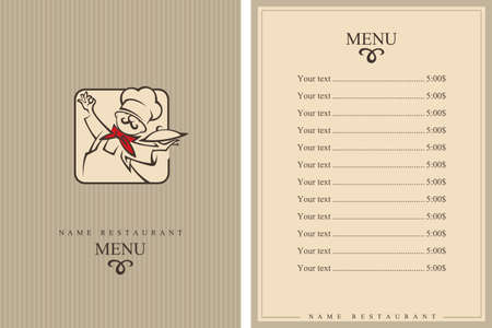 menu design with whiskered cook and plateのイラスト素材