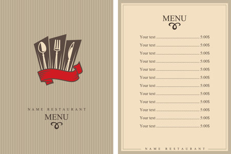 restaurant menu design with knife, spoon and forkのイラスト素材