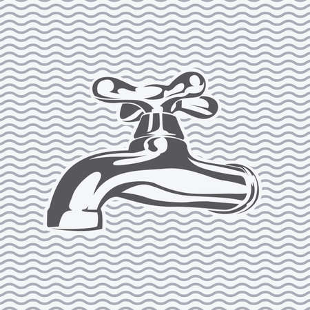 illustration of water tap on wavy backgroundのイラスト素材