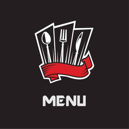 restaurant menu design with knife, spoon and forkのイラスト素材