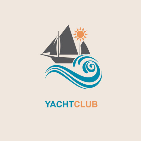 design of yacht icon on wavesのイラスト素材