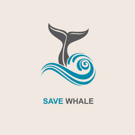design with abstract symbol of whale and sea waveのイラスト素材