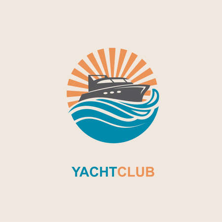 image of motorboat icon on wavesのイラスト素材