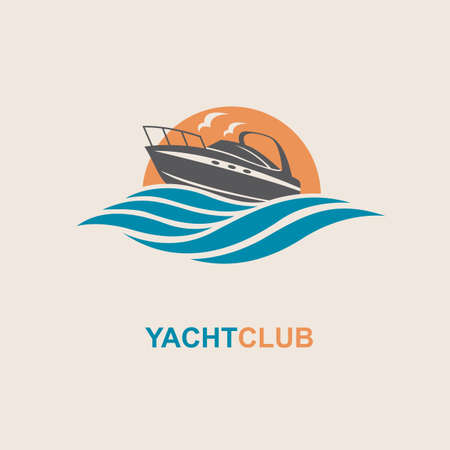 image of motorboat icon on wavesのイラスト素材