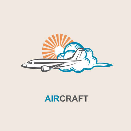 image of airplane, sun and cloudのイラスト素材