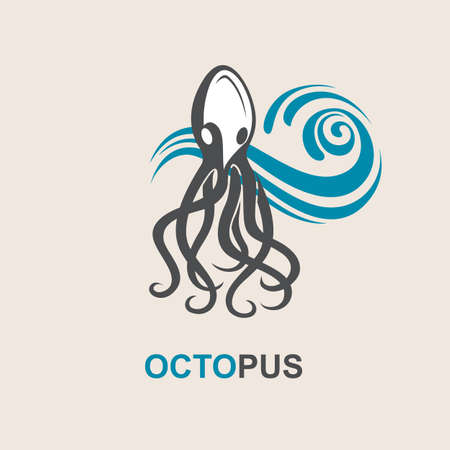 images of octopus and sea wavesのイラスト素材