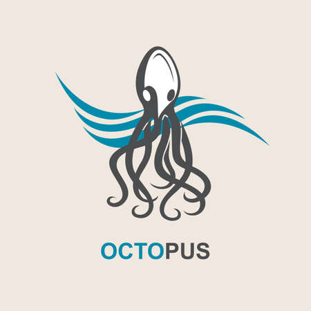 images of octopus and sea wavesのイラスト素材
