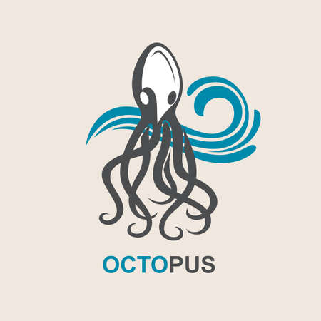 images of octopus and sea wavesのイラスト素材