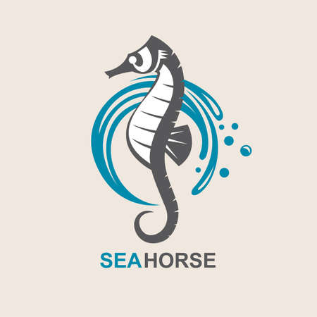 image of sea horse and ocean wavesのイラスト素材