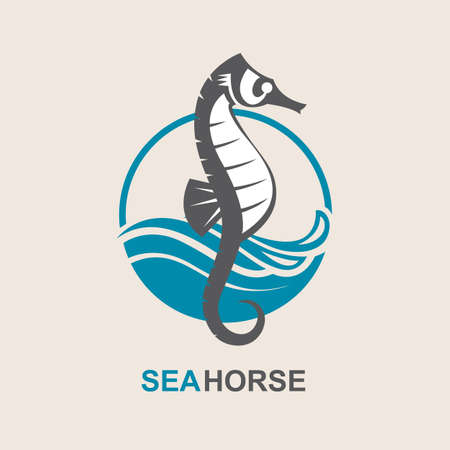 image of sea horse and ocean wavesのイラスト素材