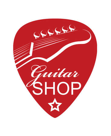 monochrome abstract image of guitar with red pickのイラスト素材