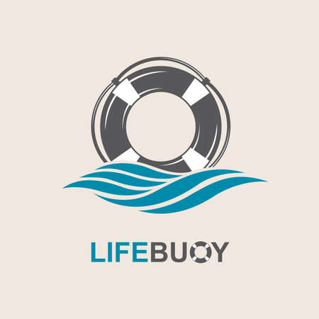 lifebuoy design element with sea wavesのイラスト素材
