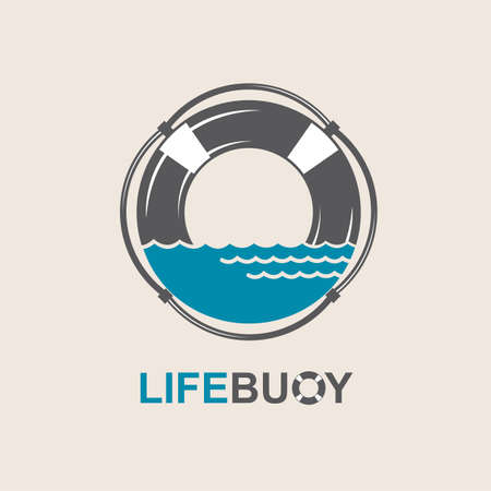 lifebuoy design element with sea wavesのイラスト素材