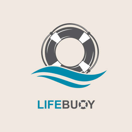 lifebuoy design element with sea wavesのイラスト素材