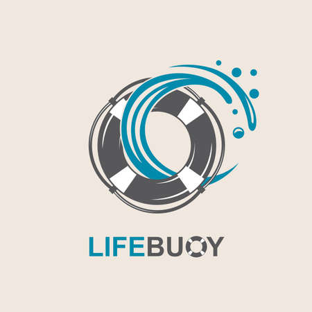 lifebuoy design element with sea wavesのイラスト素材