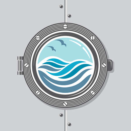 image of ship porthole with glassのイラスト素材