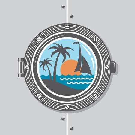 image of ship porthole with glassのイラスト素材