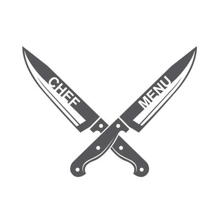 Monochrome illustrations of crossed knives iconのイラスト素材
