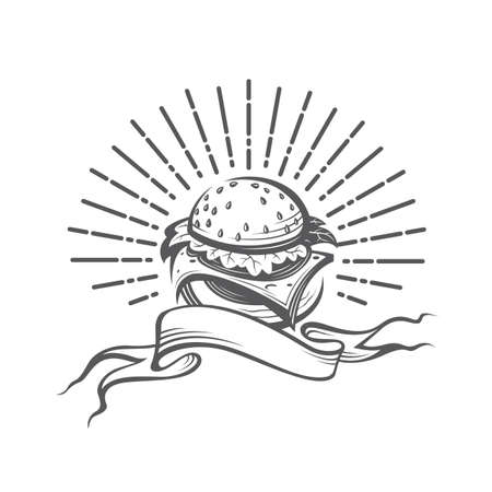 Fast food image with burger and raysのイラスト素材