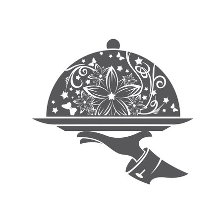 Restaurant icon with tray of plate in handのイラスト素材