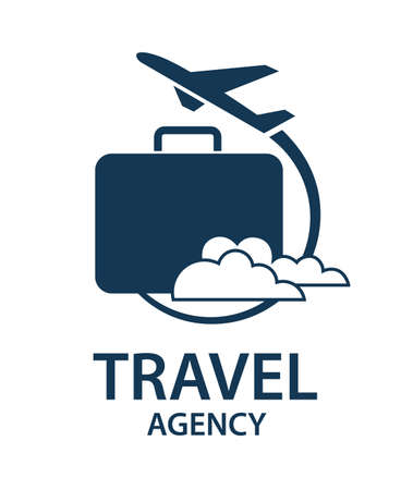travel logo image with suitcase and airplaneのイラスト素材