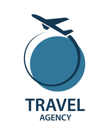 travel logo image with airplane and earthのイラスト素材