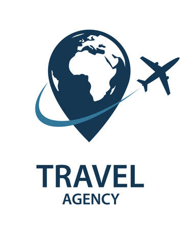 travel logo image with airplane and earthのイラスト素材