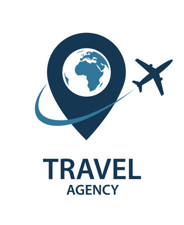 travel logo image with airplane and earthのイラスト素材