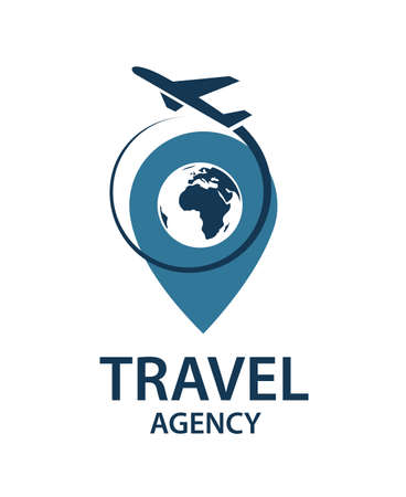 travel logo image with airplane and earthのイラスト素材