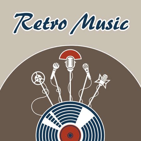 Banner with microphone and vinyl discのイラスト素材