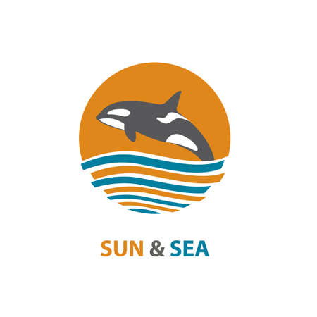 Logo with waves and killer whaleのイラスト素材