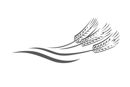 Monochrome illustration of ears of wheat logoのイラスト素材