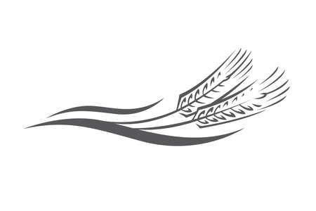 Monochrome illustration of ears of wheat logoのイラスト素材