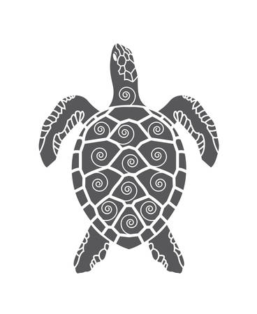Black sea turtle icon isolated on white backgroundのイラスト素材