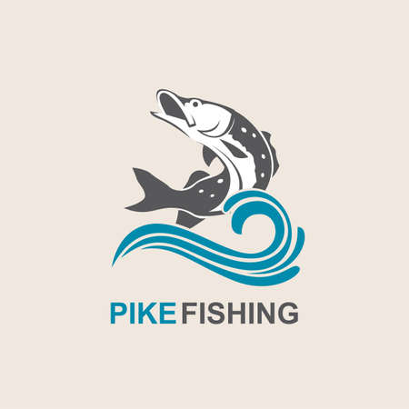 Icon of pike fish with wavesのイラスト素材