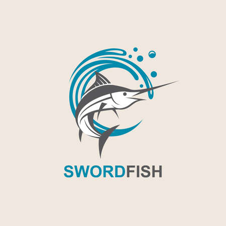 Icon of swordfish with waves for fishing designのイラスト素材