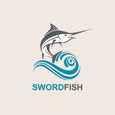 Icon of swordfish with waves for fishing designのイラスト素材