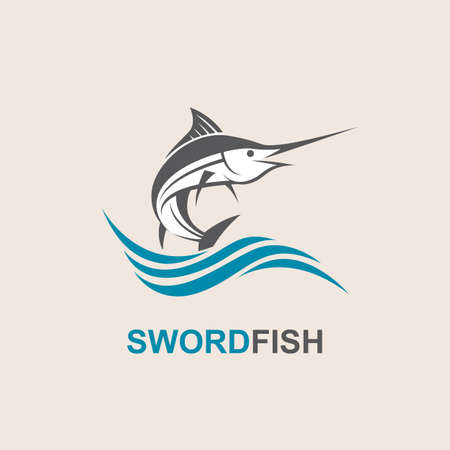 Icon of swordfish with waves for fishing designのイラスト素材