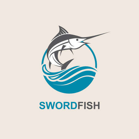 Icon of swordfish with waves for fishing designのイラスト素材