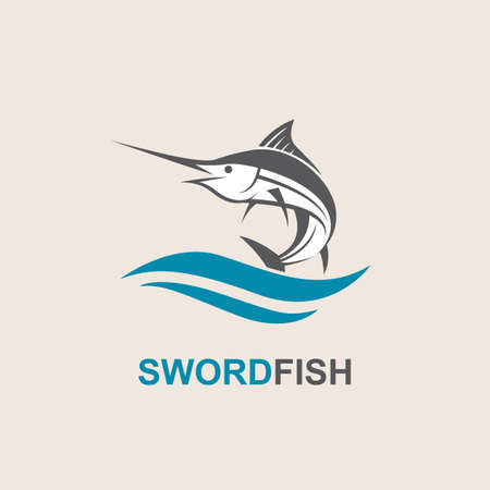 Icon of swordfish with waves for fishing designのイラスト素材