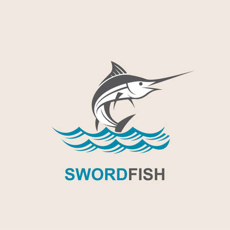 Icon of swordfish with waves for fishing designのイラスト素材
