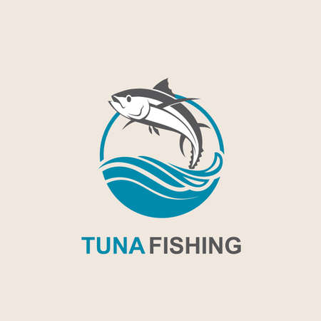 Icon of tuna fish with wavesのイラスト素材
