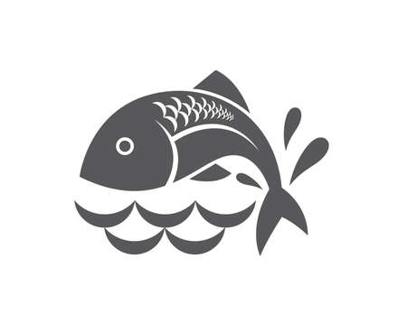 Abstract black fish icon with waves.のイラスト素材