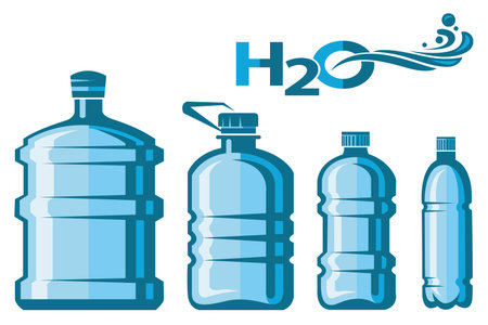 Collection of different plastic water bottlesのイラスト素材